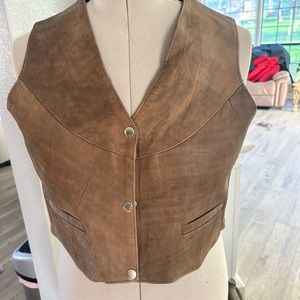 Brown leather vest